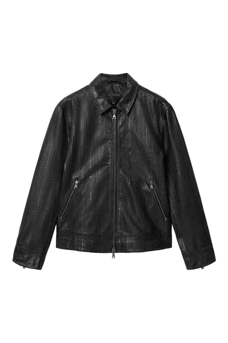 Benjamin Embossed Leather Jacket, Alternate, color, BLACK