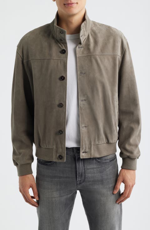 Rib Detail Suede Jacket