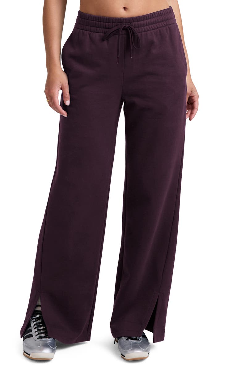 Beyond Yoga LuxeFleece Side Slit Wide Leg Pants, Main, color, Eggplant Purple