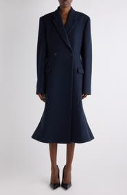 Balenciaga Godet Wool Midi Coat