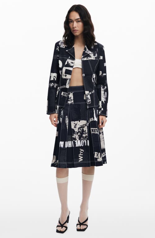 Desigual Box Pleat Patchwork Skirt In Black