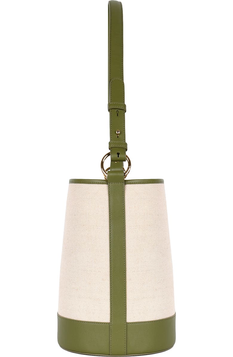 HYER GOODS Canvas and Upcycled Leather Convertible Bucket Bag, Alternate, color,