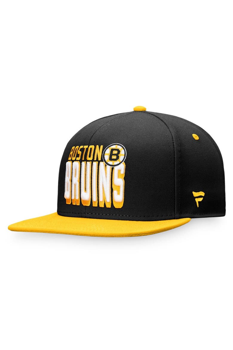 Men's Fanatics Branded Black/Gold Boston Bruins Heritage Retro Two-Tone Snapback Hat, Alternate, color, Black