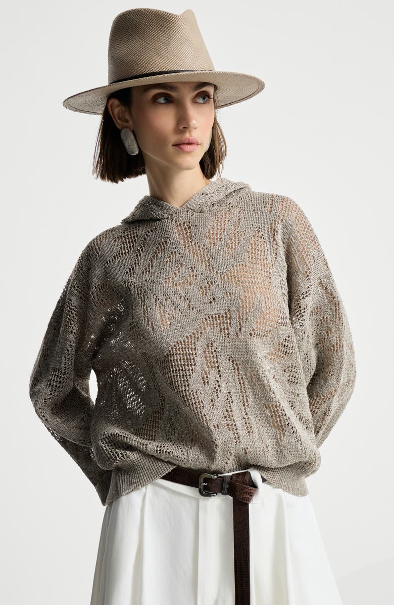 Brunello Cucinelli Dazzling water lilies sweater, Alternate, color, Mud