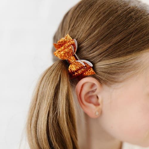 Sweet Wink Spice Glitter Bow Clip Set In Orange