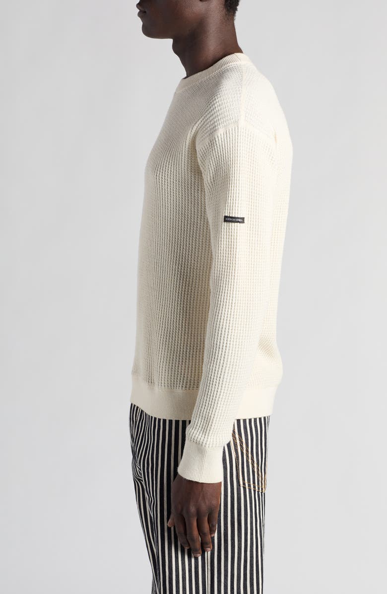Bottega Veneta Hemp & Cotton Waffle Knit Crewneck Sweater, Alternate, color, 9300 Dove/ Chalk