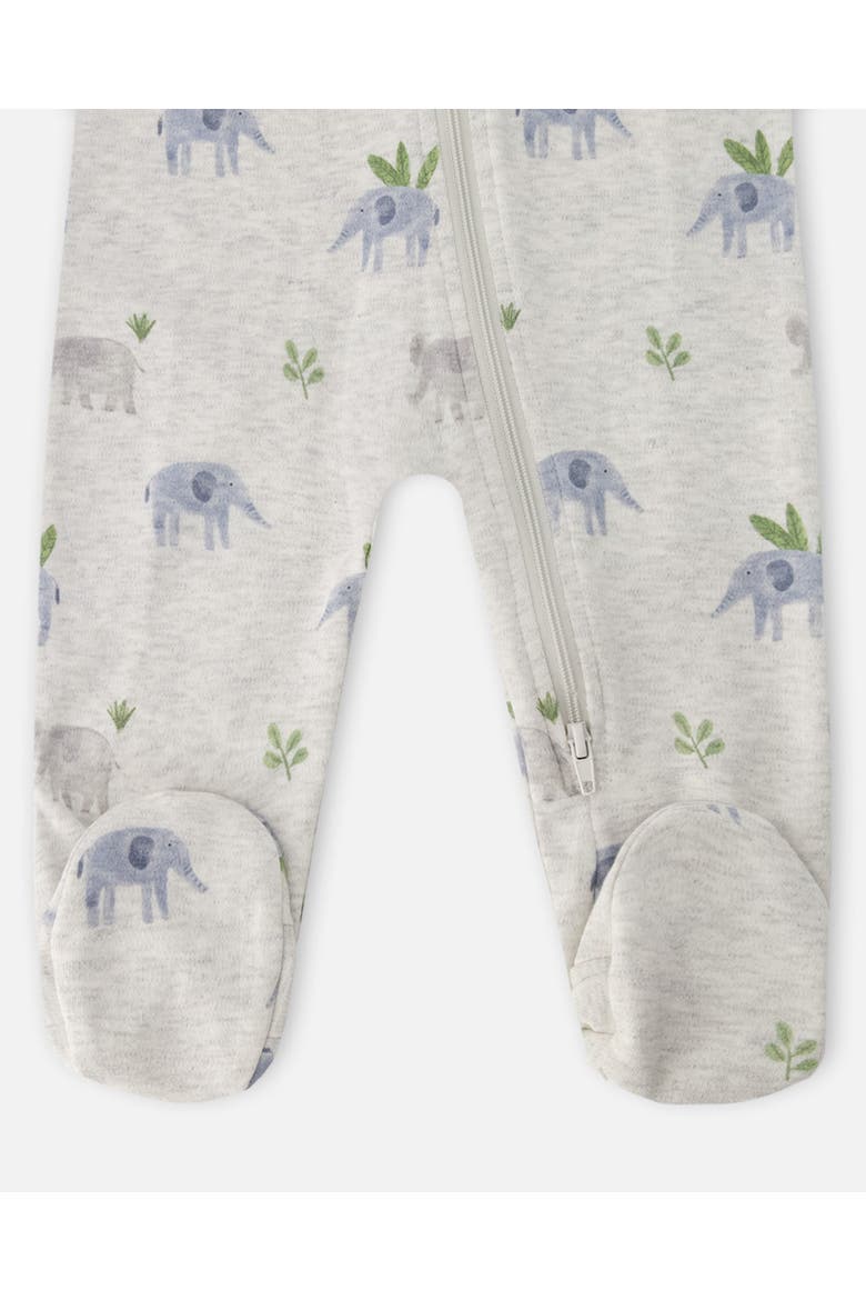 Organic Cotton One-Piece Elephant Print Pyjama, Alternate, color, Grey Elephant Print