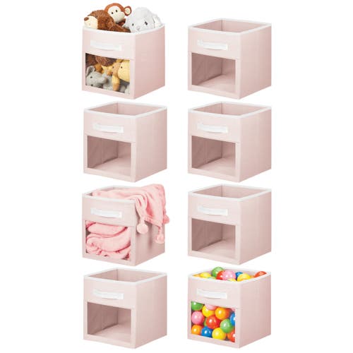 Mdesign Fabric Nursery Storage Cube With Front Window, 8 Pack In Pink