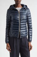 Herno Angela Hooded Ultralight Nylon Down Bomber Jacket