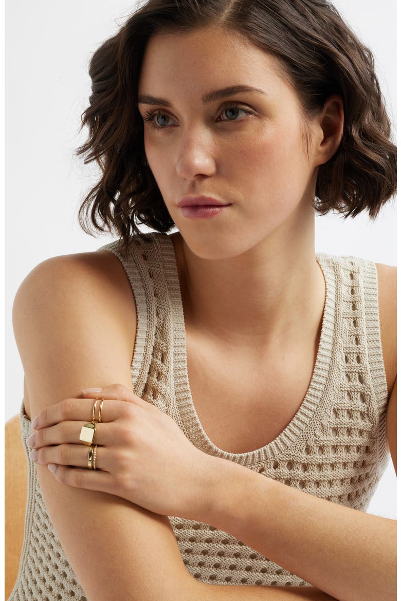 Set of 4 Polished Rings, Alternate, color, GOLD
