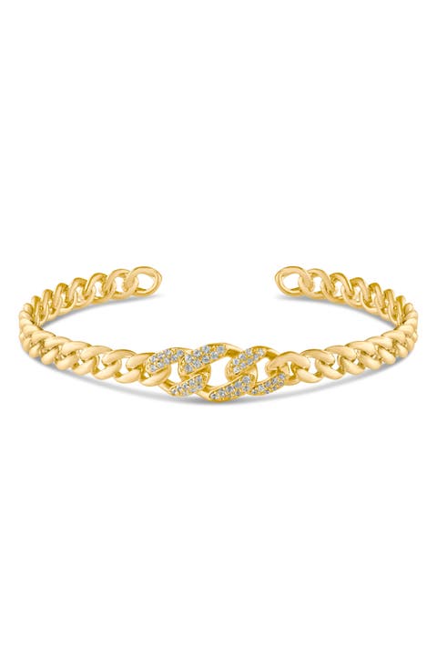 Pavé Frozen Curb Chain Cuff Bracelet