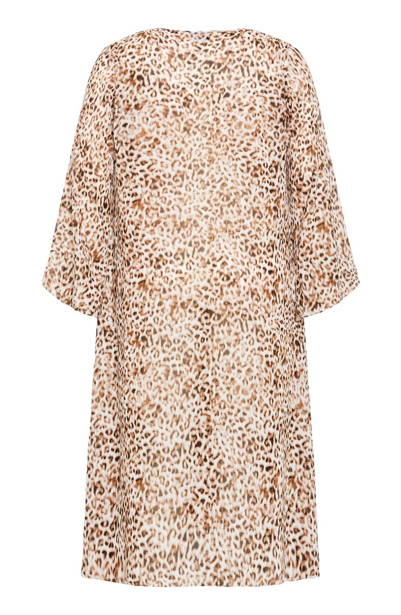 City Chic Remi Tie Front Longline Jacket, Alternate, color, Light Leopard