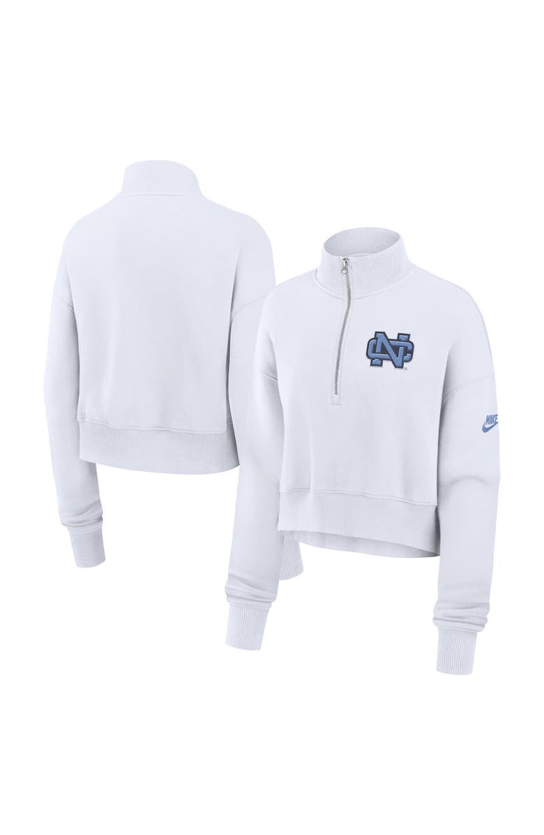 Nike Women's Nike White North Carolina Tar Heels Legacy Elevated Logo Cropped Half-Zip Sweatshirt, Alternate, color, White