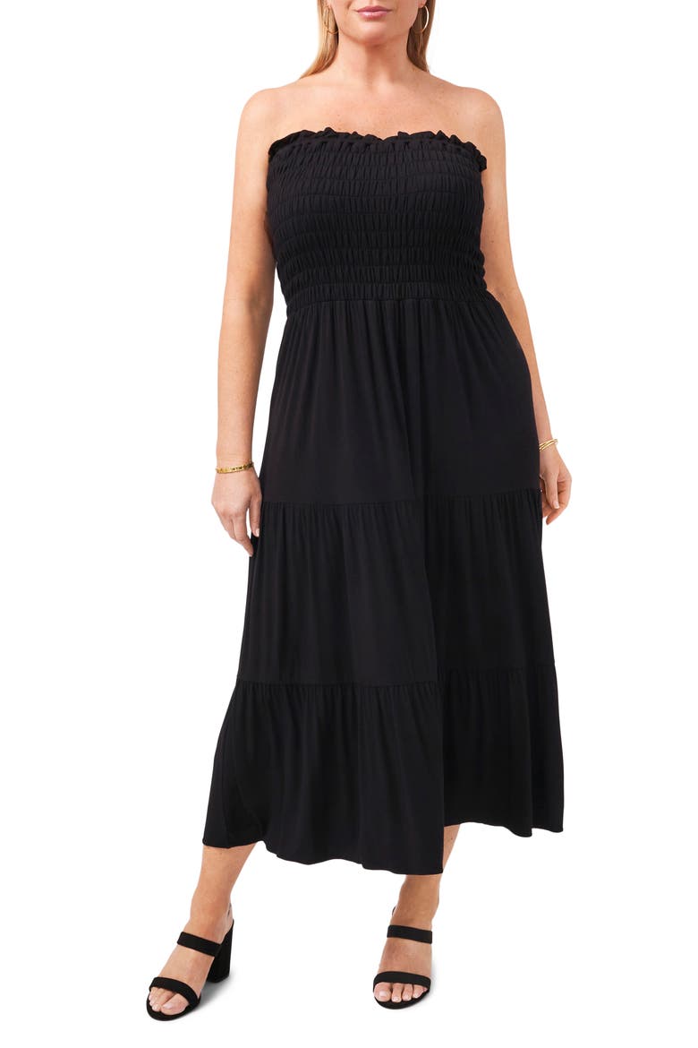 Strapless Jersey Maxi Dress, Main, color, RICH BLACK
