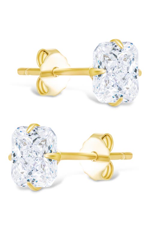 Sterling Forever Radiant Cut Cubic Zirconia Stud Earrings In White