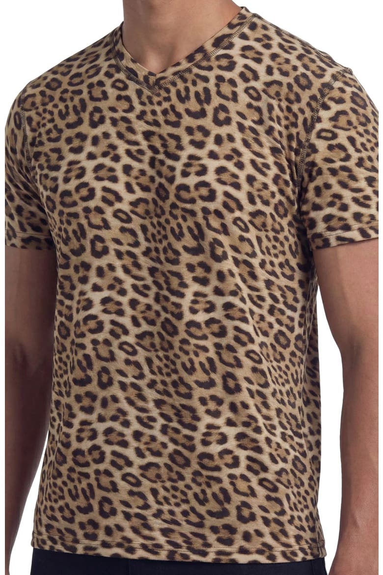 Leopard Mens Wool Vneck Tee, Alternate, color, LEOPARD BROWN