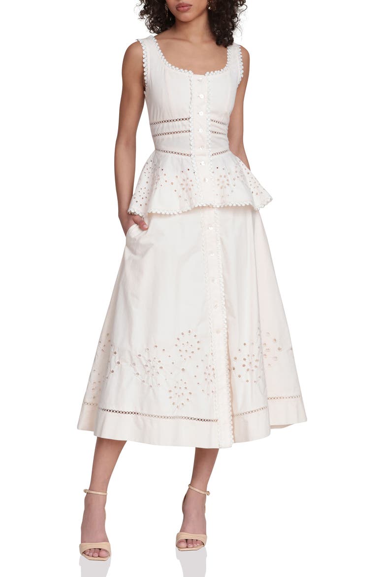 Eyelet Peplum Cotton Tank, Alternate, color, CREAM
