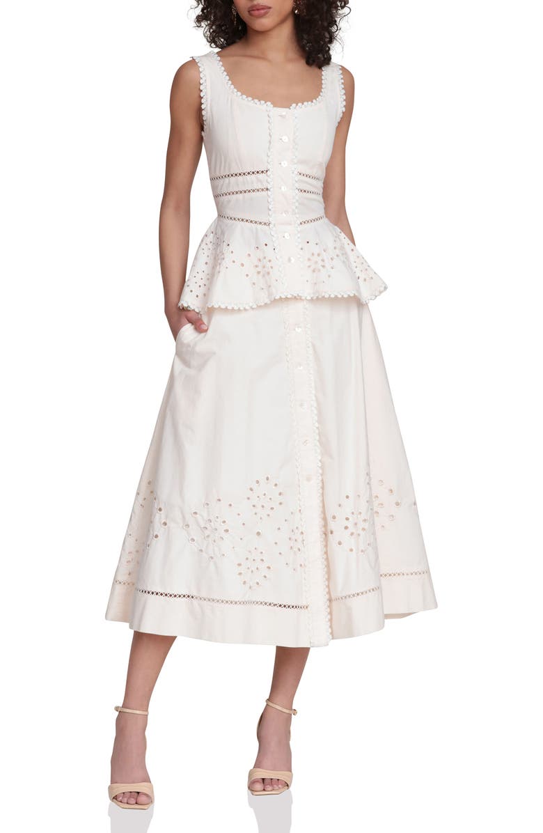 Avec Les Filles Eyelet Peplum Cotton Tank, Alternate, color, Cream