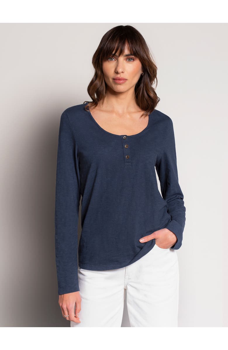 Celtic & Co. Slub Jersey Scoop Neck Henley Top, Main, color, Dark Navy