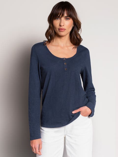 Slub Jersey Scoop Neck Henley Top
