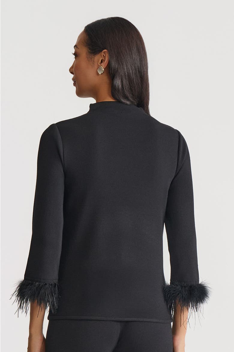 Embellished High Neck Soft Knit Top, Alternate, color, Black/White