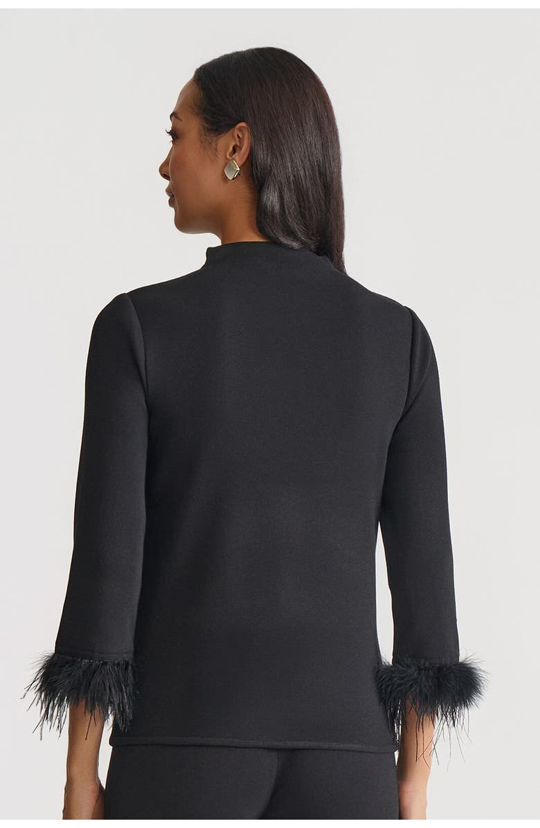 Ming Wang Embellished High Neck Soft Knit Top, Alternate, color, Black/White