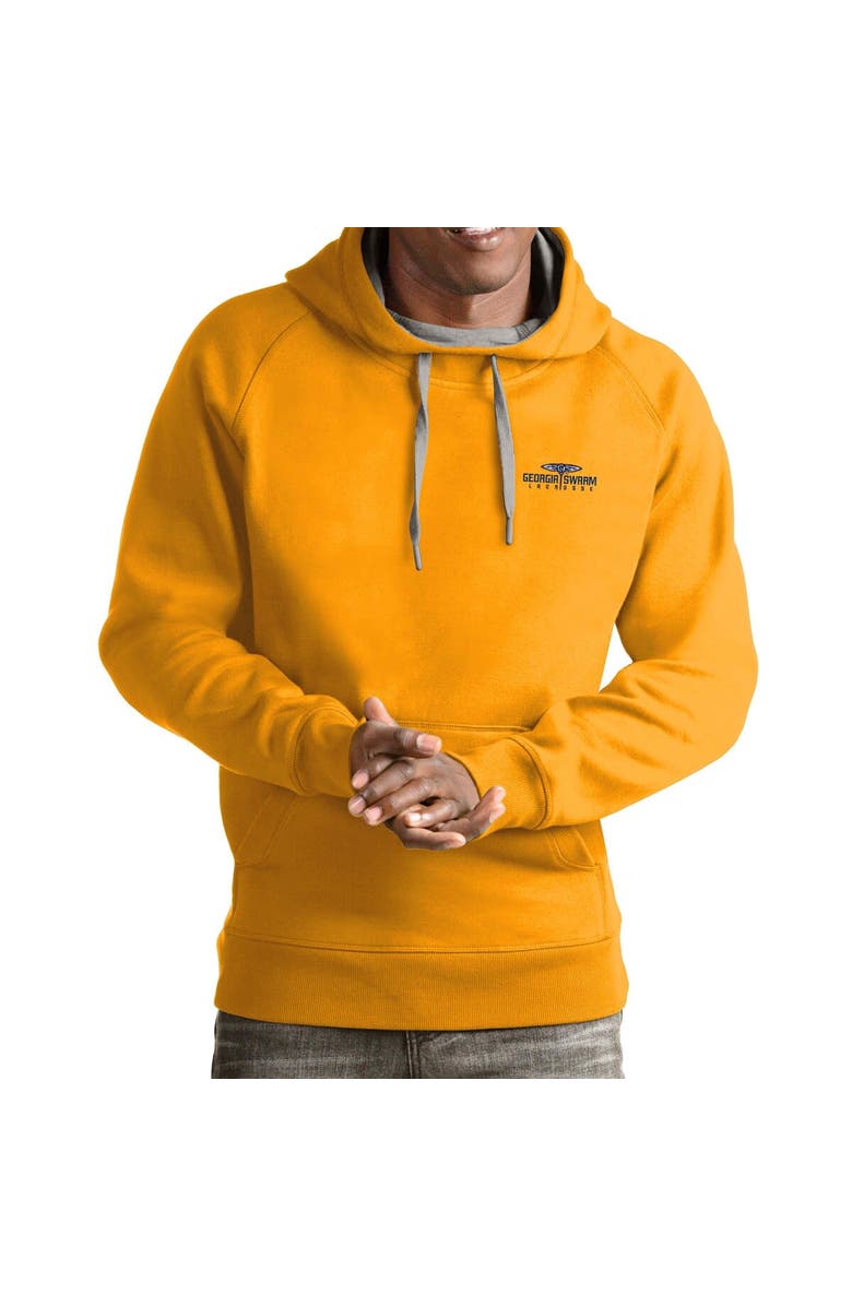ANTIGUA Men's Antigua Gold Georgia Swarm Victory Pullover Hoodie, Main, color, Gold