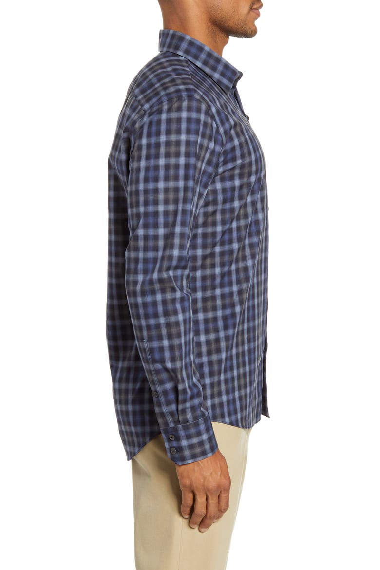 Ojeda Regular Fit Plaid Button-Up Shirt, Alternate, color, NAVY