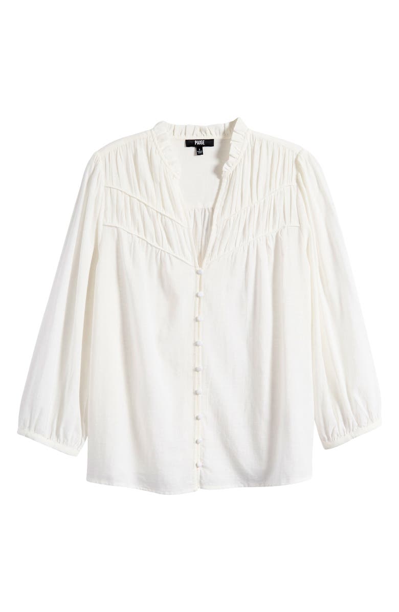 PAIGE Arlette Shirred Button-Up Shirt, Alternate, color, White