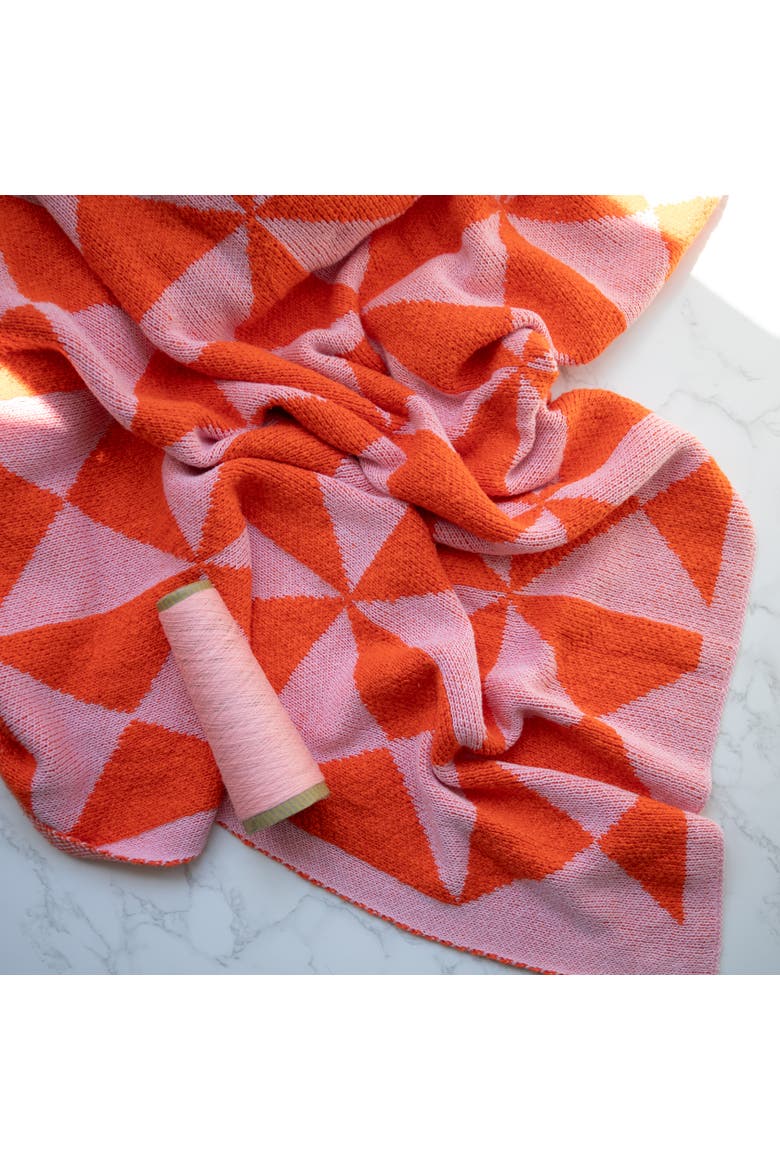 Trikona Organic Cotton Throw Blanket, Main, color, Neon orange