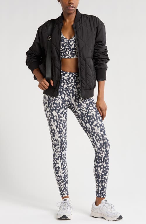 Zella Quilted Zip Bomber Jacket In Black