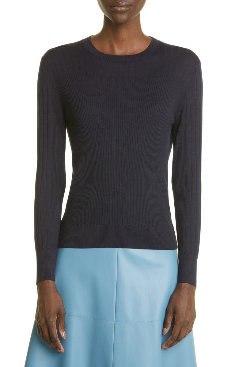 Loro Piana Ribbed Cashmere & Silk Sweater, Main, color,