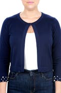 Nina Leonard Imitation Pearl Cuff Bolero Cardigan