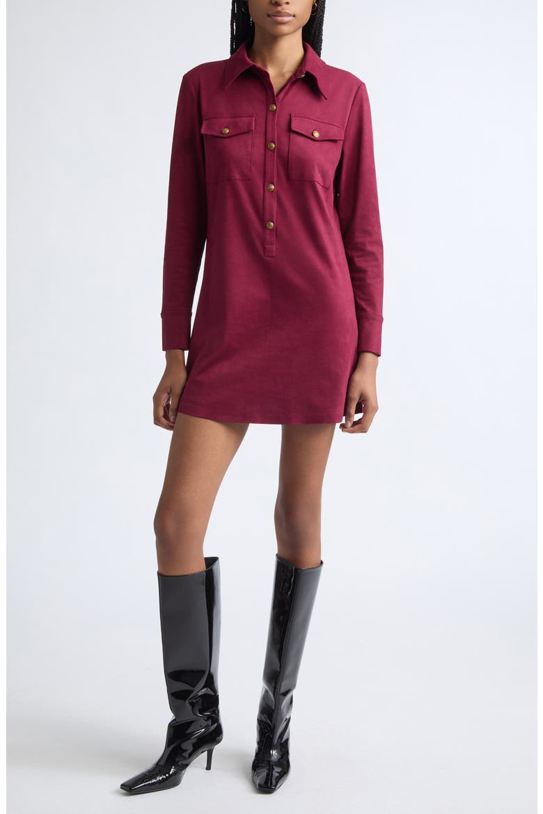 Maria Long Sleeve Shirtdress, Main, color, CRANBERRY