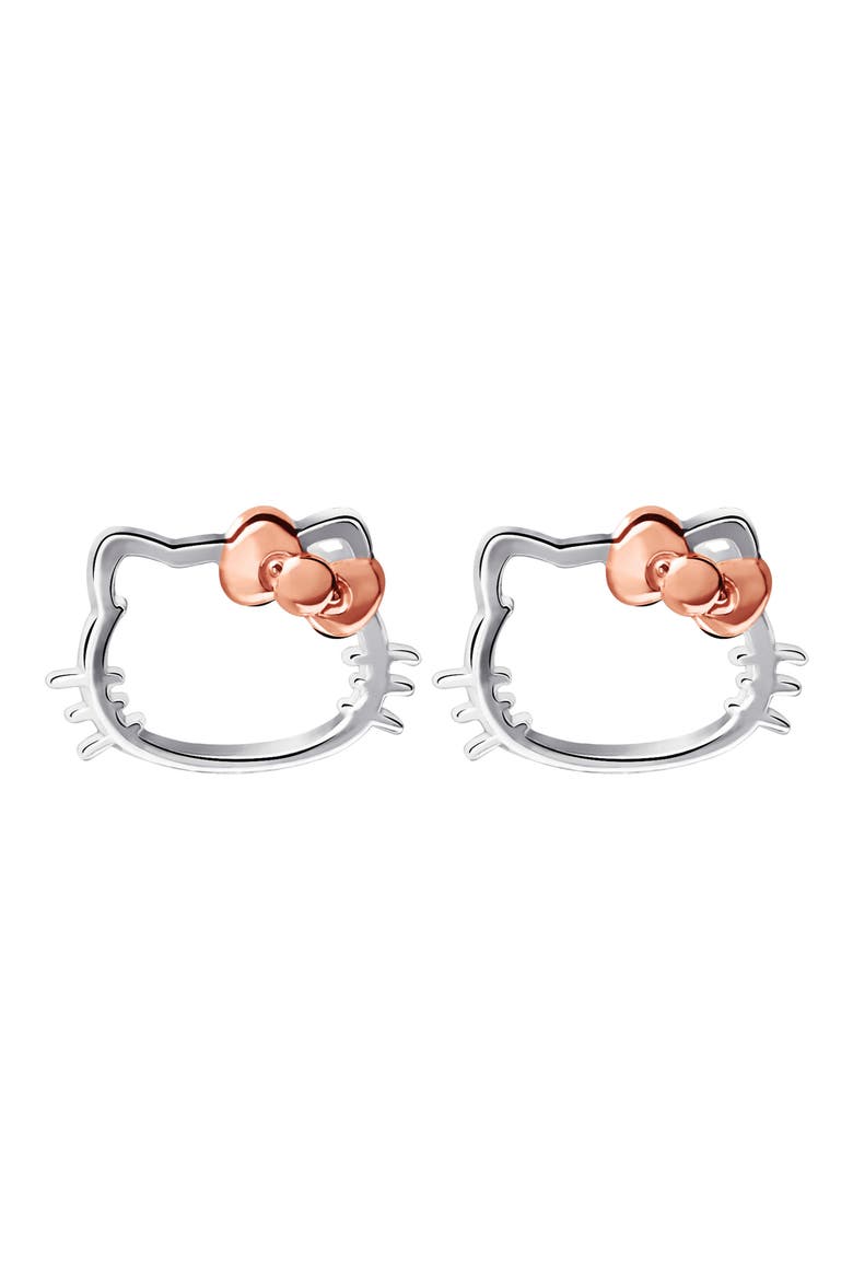 Sterling Silver Hello Kitty Stud Earrings, Main, color, STERLING SILVER
