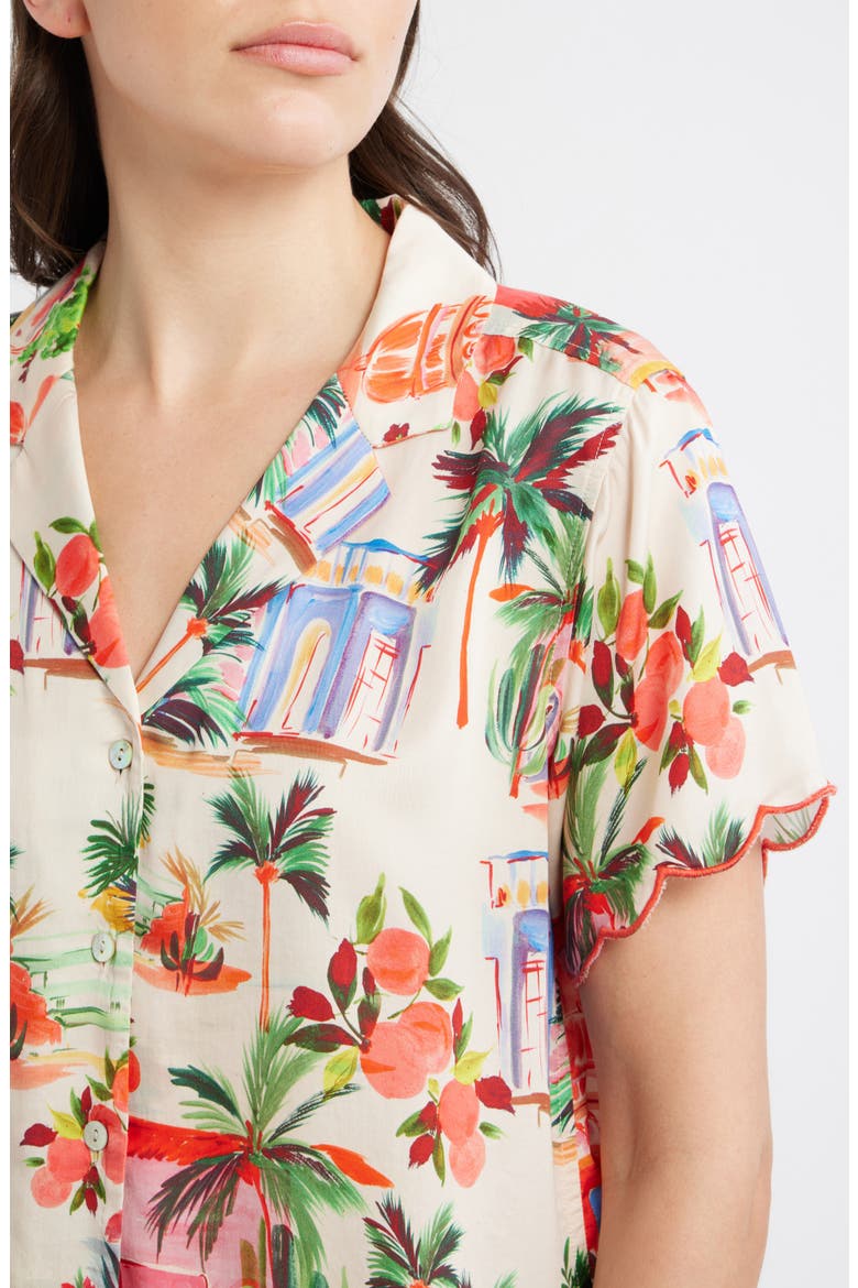Paloma Short Sleeve Button-Up Shirt, Alternate, color, PALMAS PRINT