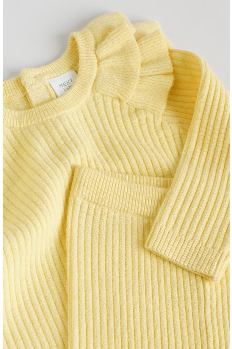 Lemon Ruffle Rib Sweater & Leggings Set, Alternate, color, YELLOW