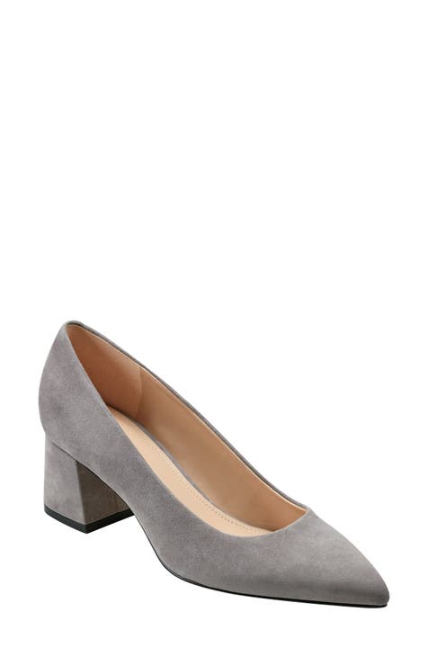 Grey kitten heel pumps best sale