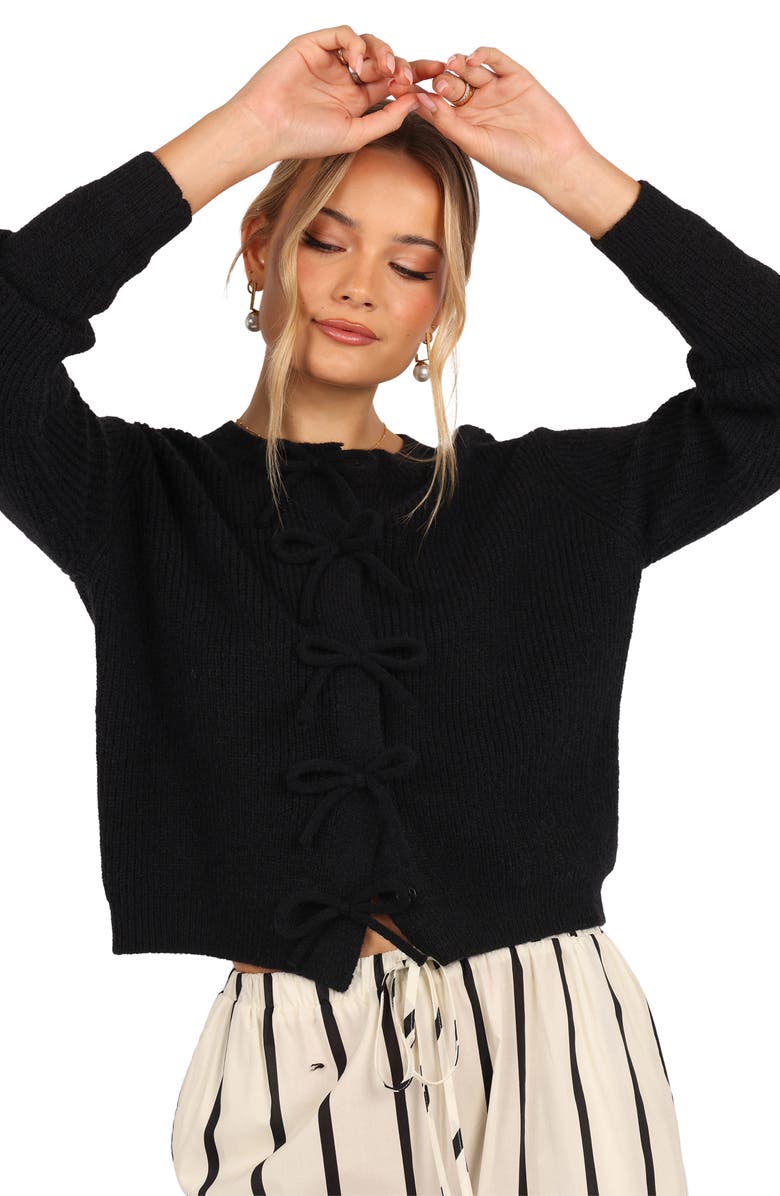 Petal 
Pup Wilde Bow Front Cardigan, Alternate, color, Black