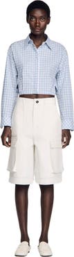 SANDRO Wide-leg cotton Bermuda shorts