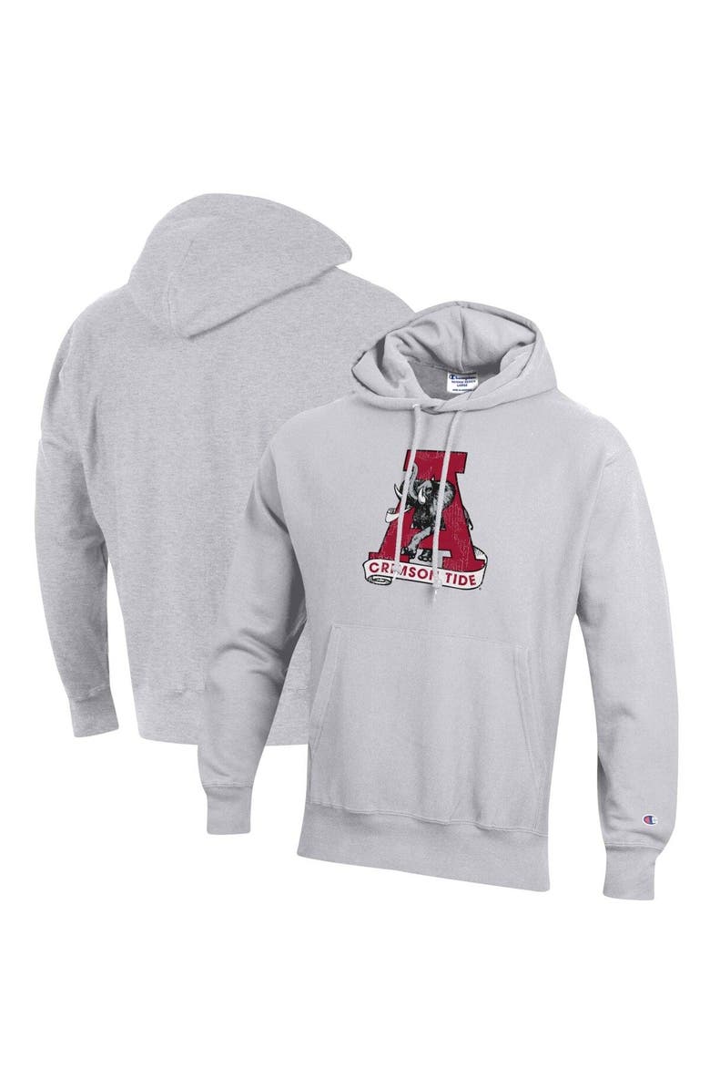 Champion Men's Champion Heathered Gray Alabama Crimson Tide Vault Logo Reverse Weave Pullover Hoodie, Main, color,