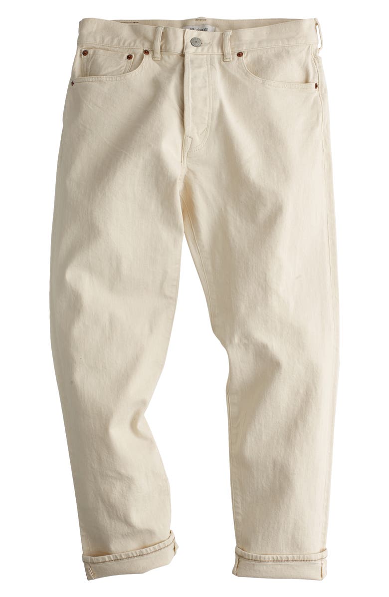 Madewell Relaxed Comfort Selvedge Taper Jeans, Alternate, color, Ecru