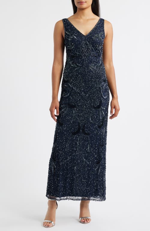 Pisarro Nights Beaded Sequin Embellished Mesh Column Gown With Jacket In Black