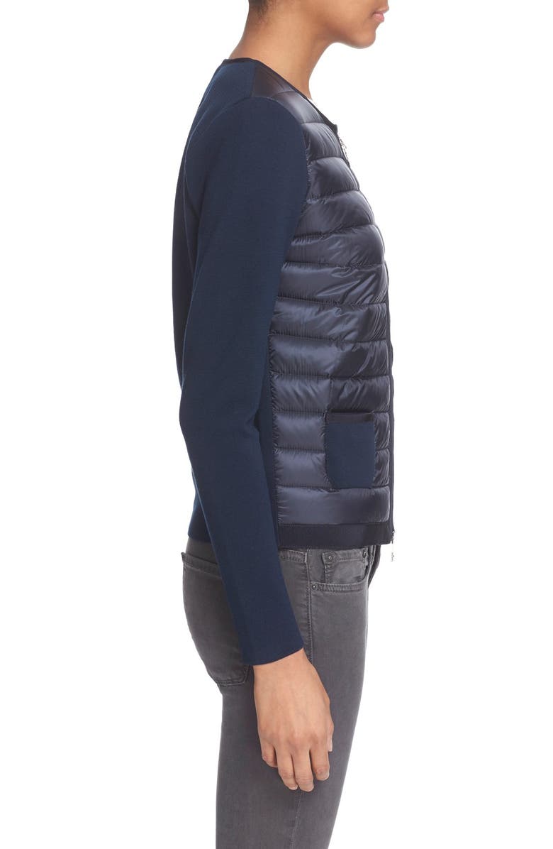 Moncler 'Maglia' Quilted Down Front Tricot Cardigan, Alternate, color, 