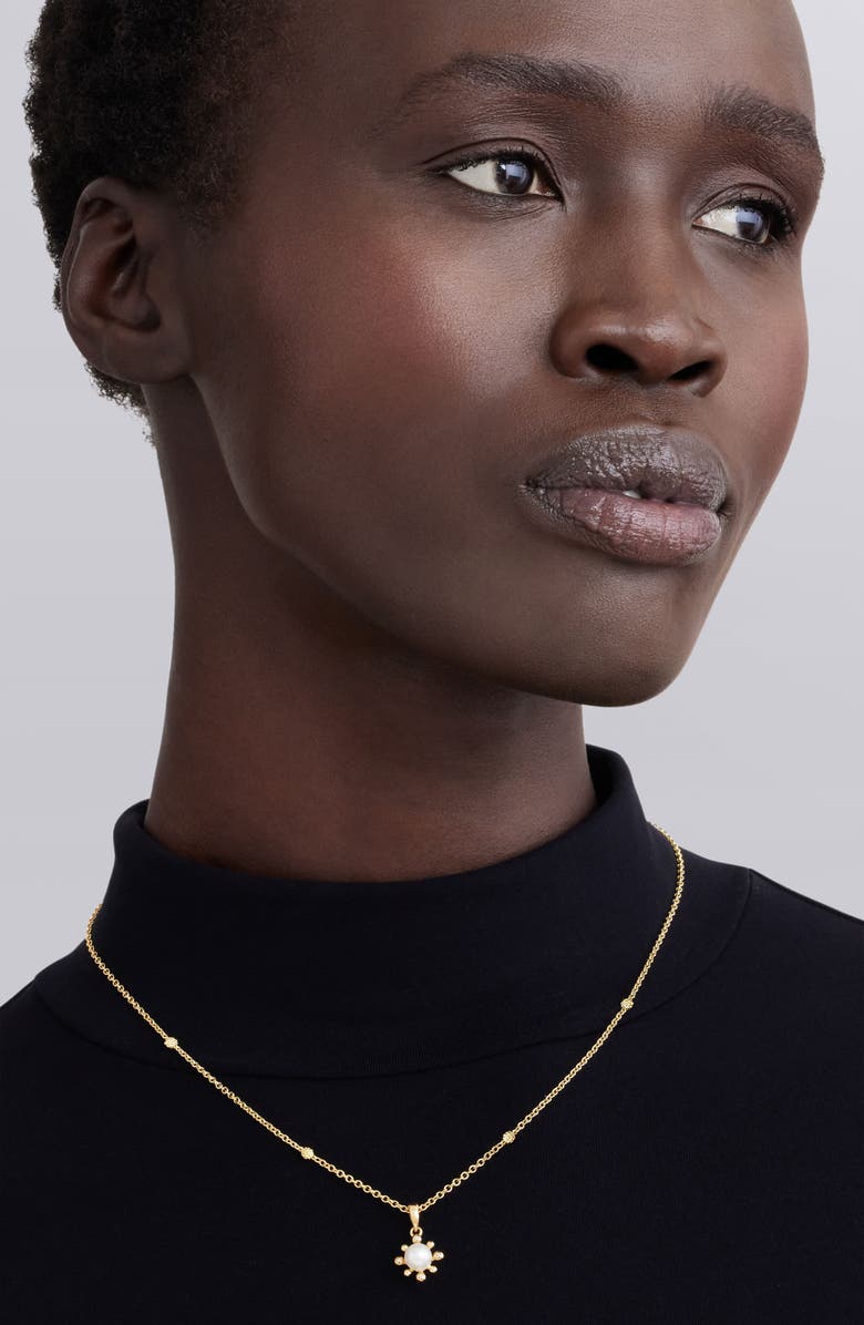 LAGOS 18K Luna Fleur Pearl & Diamond Pendant Necklace, Alternate, color, Gold