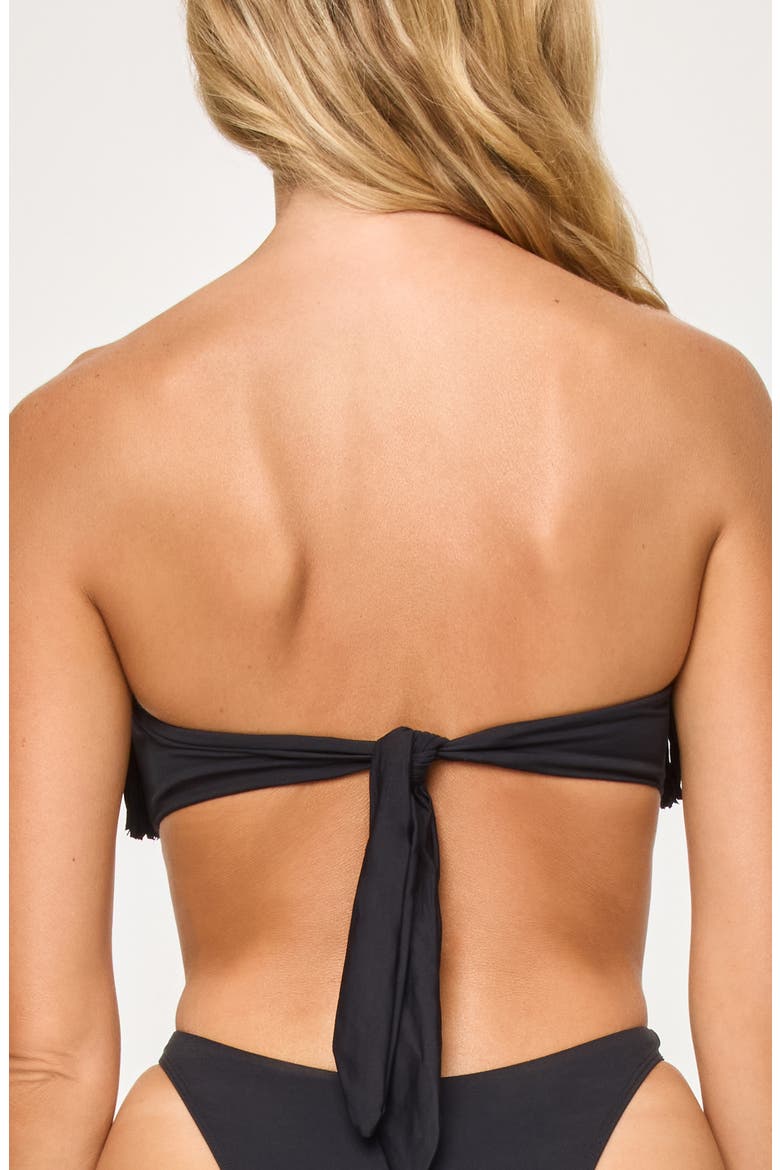 Dixie Fringe Strapless Bikini Top, Alternate, color, BLACK