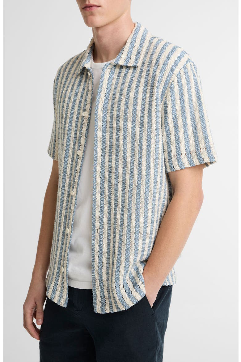 Beach Stripe Cotton-Blend Button-Front Shirt, Alternate, color, UNIFORM BLUE COMBO
