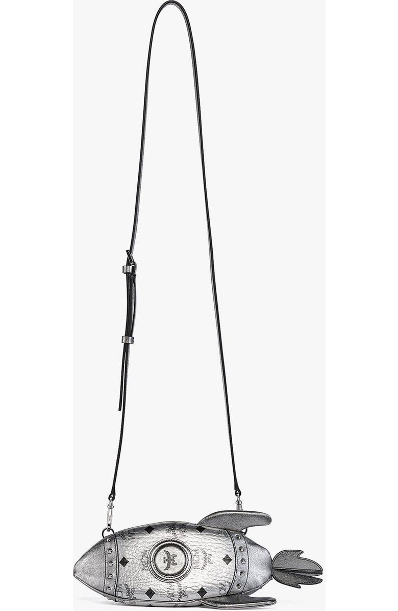 MCM Aren Rocket Crossbody in Visetos, Alternate, color, Silver