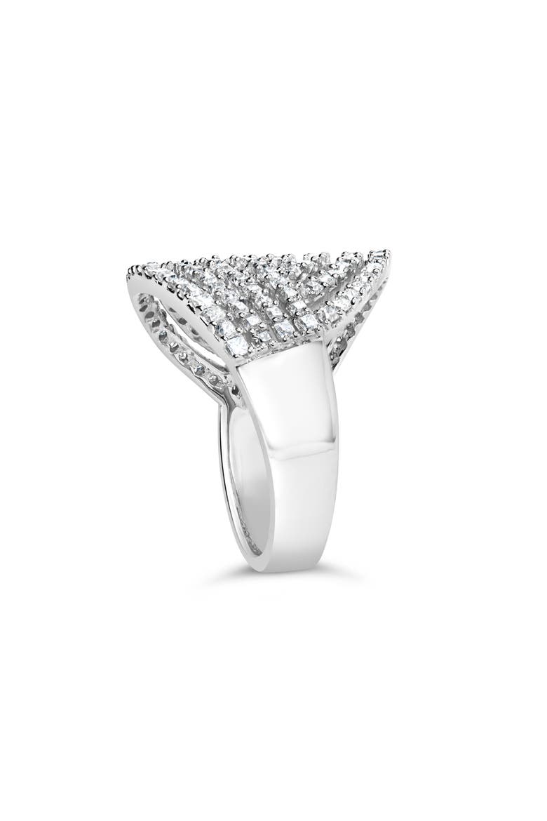 10K White Gold 1 1/2 Cttw Princess Diamond Swirl Design Cocktail Ring, Alternate, color, White Gold