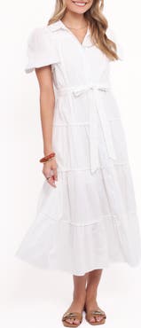 Petal & Pup Louella Tie Waist Tiered Maxi Dress
